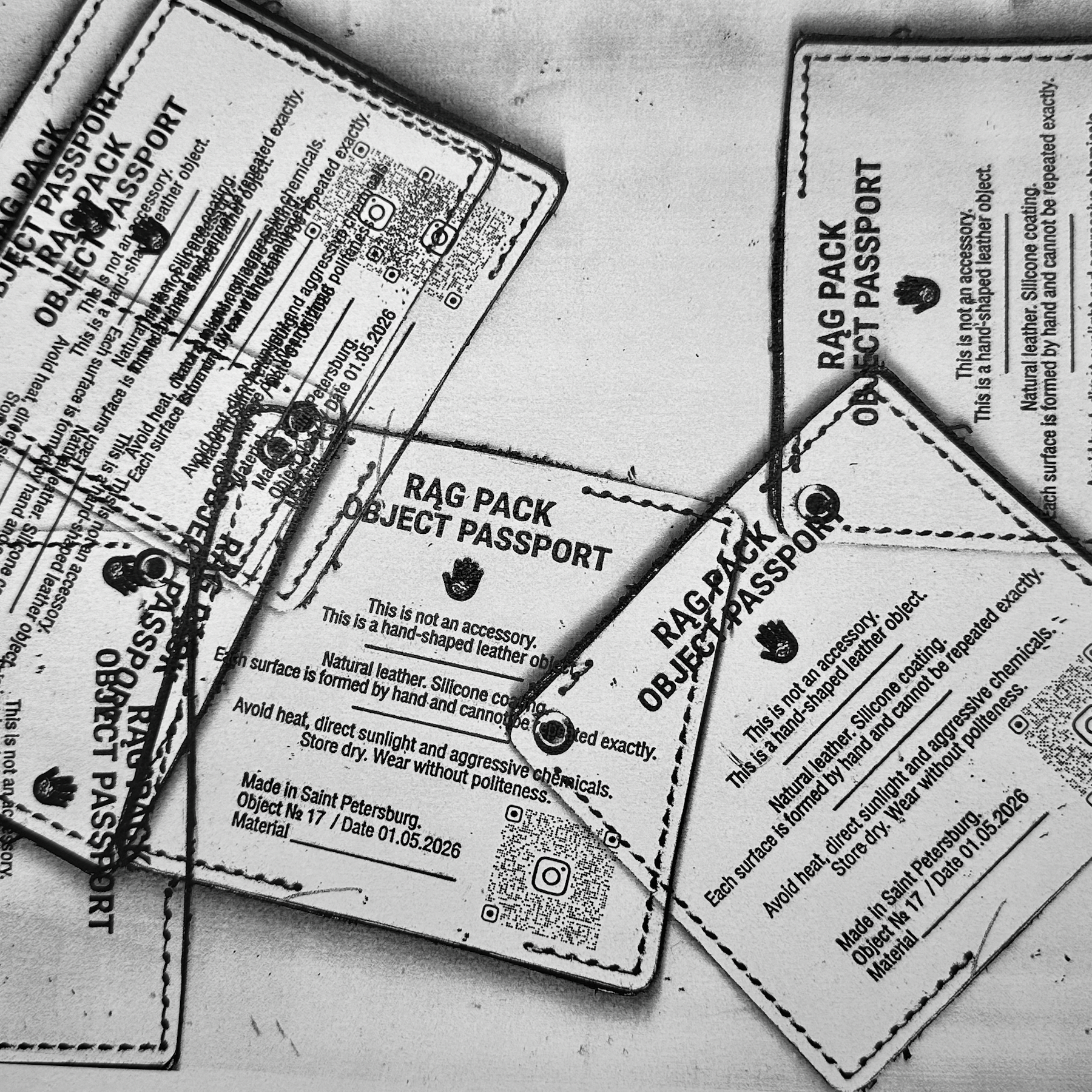 Черно-белые бирки RAG PACK object passport